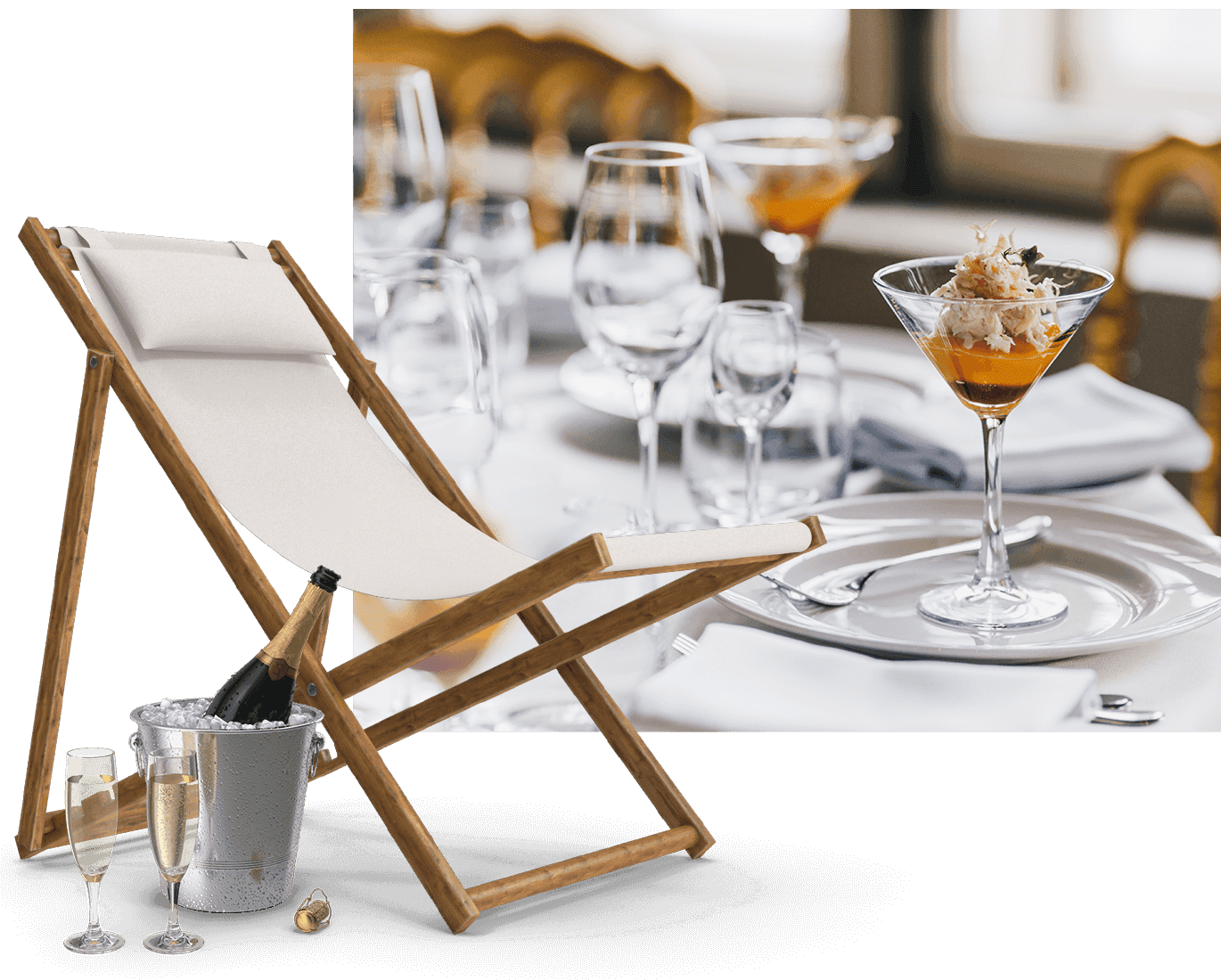 Luxury dining and deck chair image